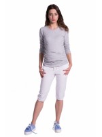 Be MaaMaa Moderné tehotenské 3/4 nohavice s vreckami - biele, vel´. M