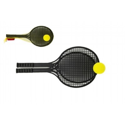 Teddies Soft tenis plast čierny + loptička 53cm v sieťke