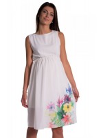 Be MaaMaa Tehotenské šaty bez rukávov s potlačou kvetín - ecru, vel´. XXL