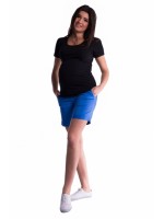 Be MaaMaa Tehotenské kraťasy s elastickým pásom - morská/modrá, vel. XXXL