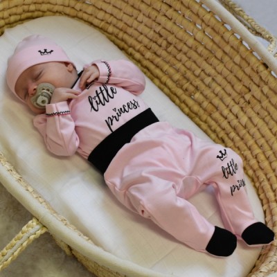 Baby Nellys Novorodenecká čiapočka, Little prince - růžová