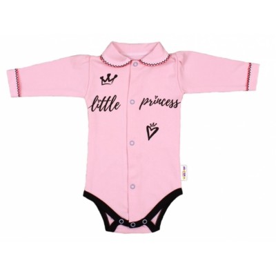 Baby Nellys Body dlhý rukáv s golierikom, veľ. 68, ružové - Little Princess