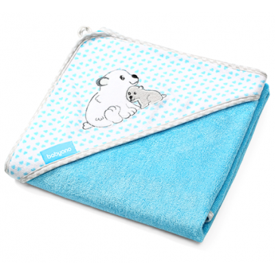 BabyOno Bambusová osuška s kapucňou Medvedík - modrá, 100x100